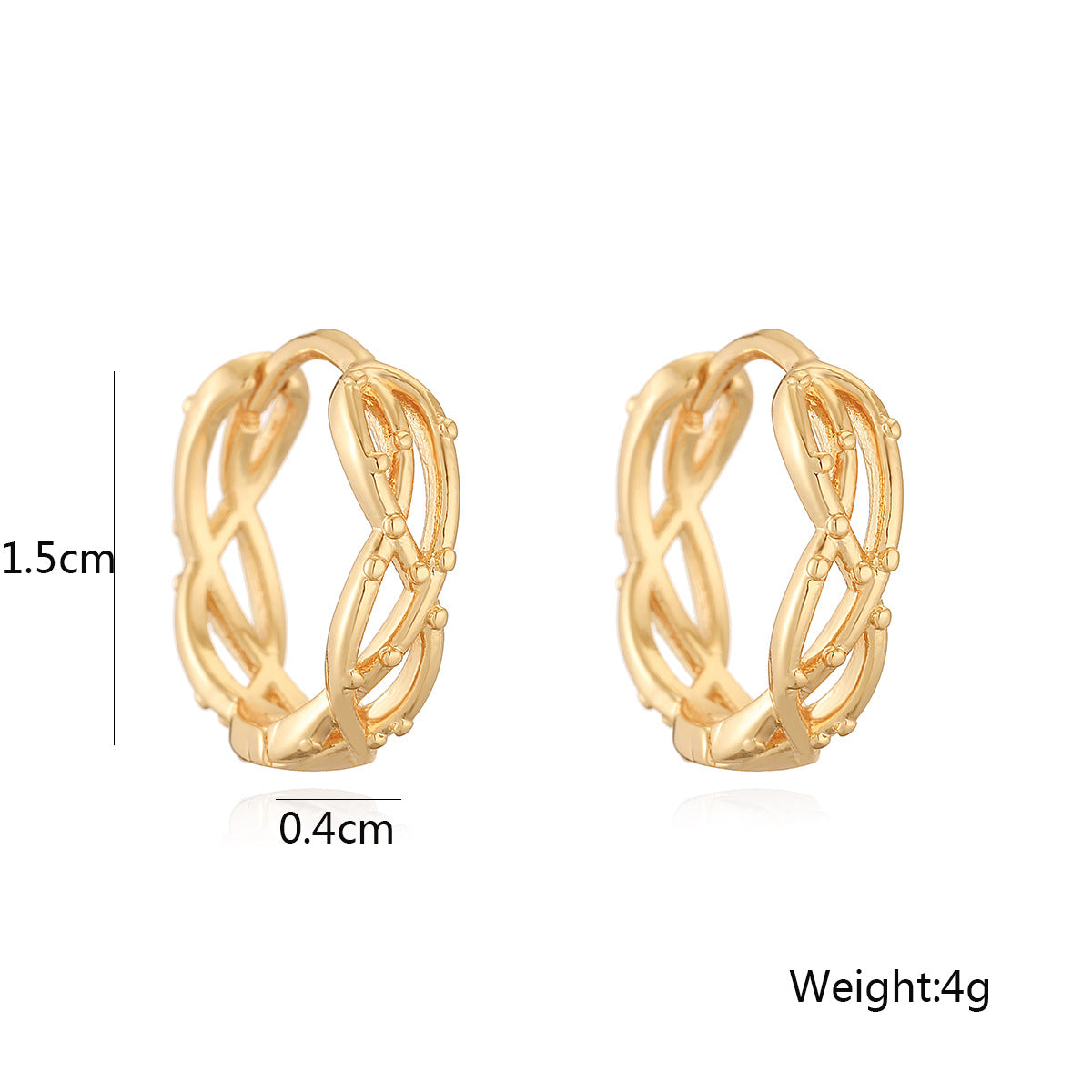 Pendientes minimalistas geométricos calados de cobre con baño de oro de 18 quilates para mujer