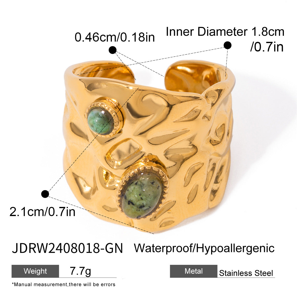 Anillo de acero inoxidable geométrico con incrustaciones de piedra turquesa para mujer, anillo de moda minimalista electrochapado
