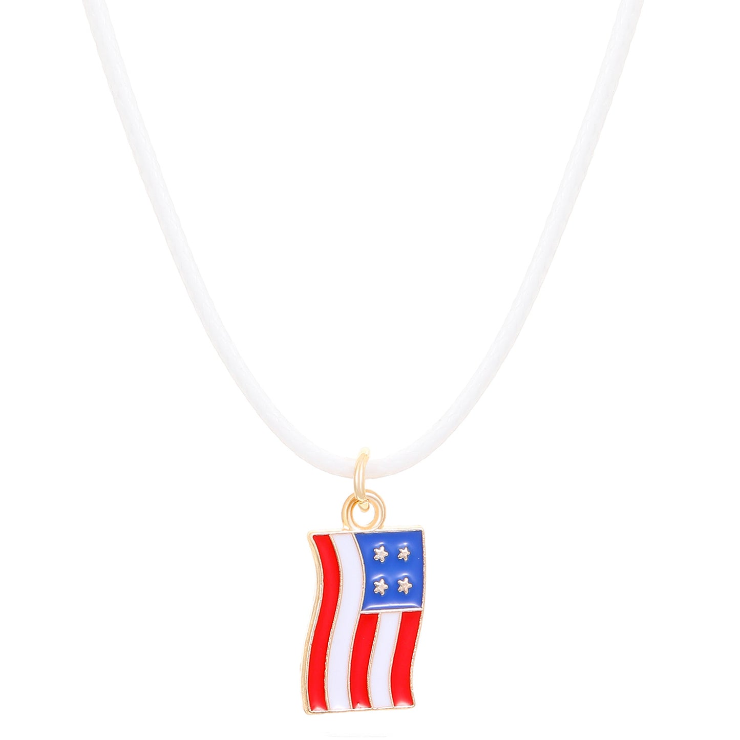 Patriotic Heart Star Letter Alloy Pendant Necklace for Unisex