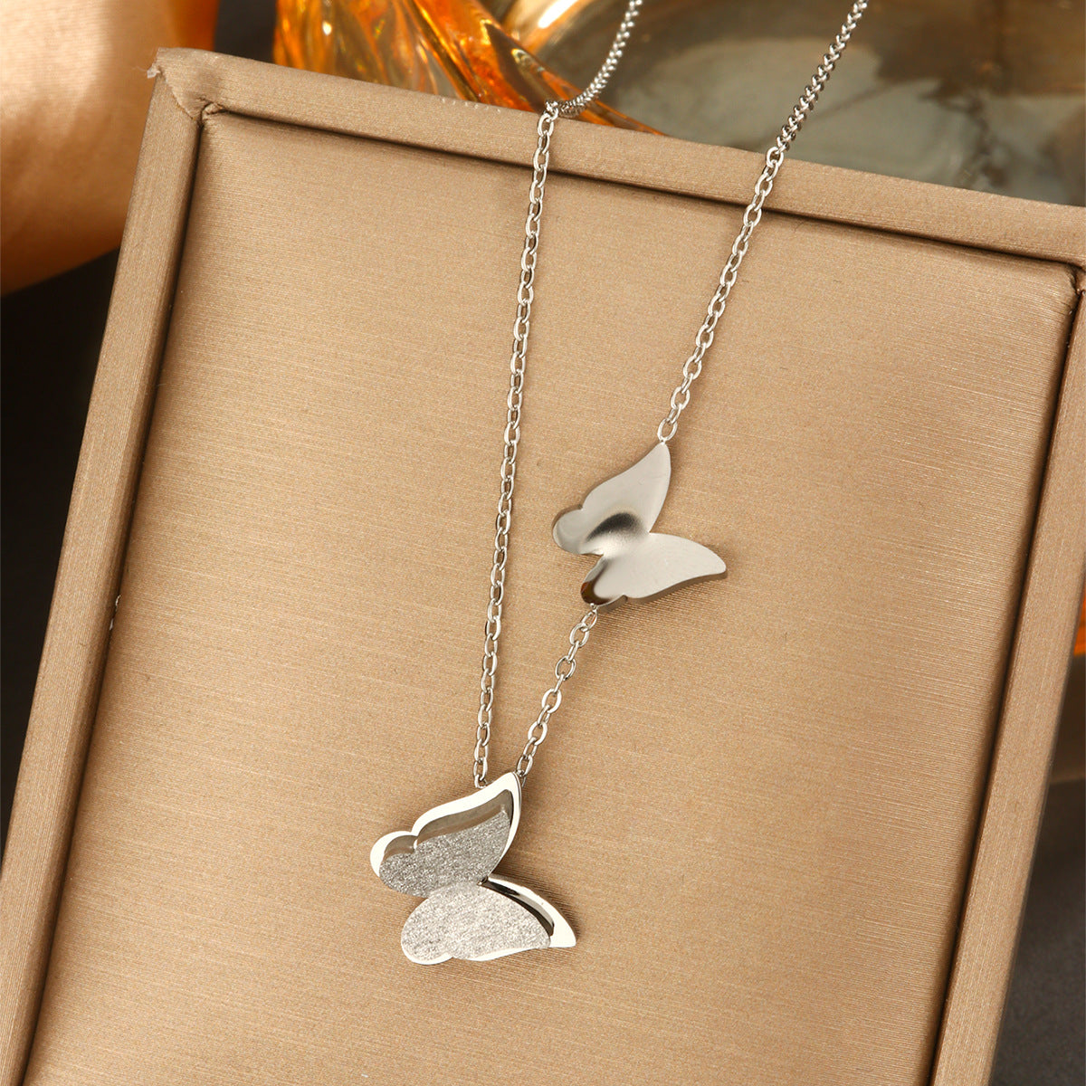 Elegant Titanium Steel Plated Multi-Layer Necklace with Heart Star Floral Geometric and Letter Pendants for Women