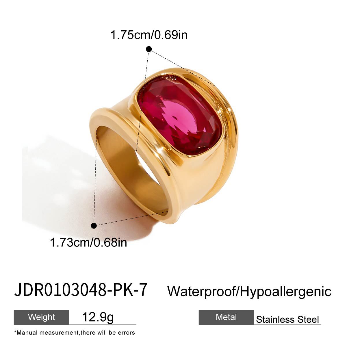 Geometric Stainless Steel Plated Ring with Cubic Zirconia for Women