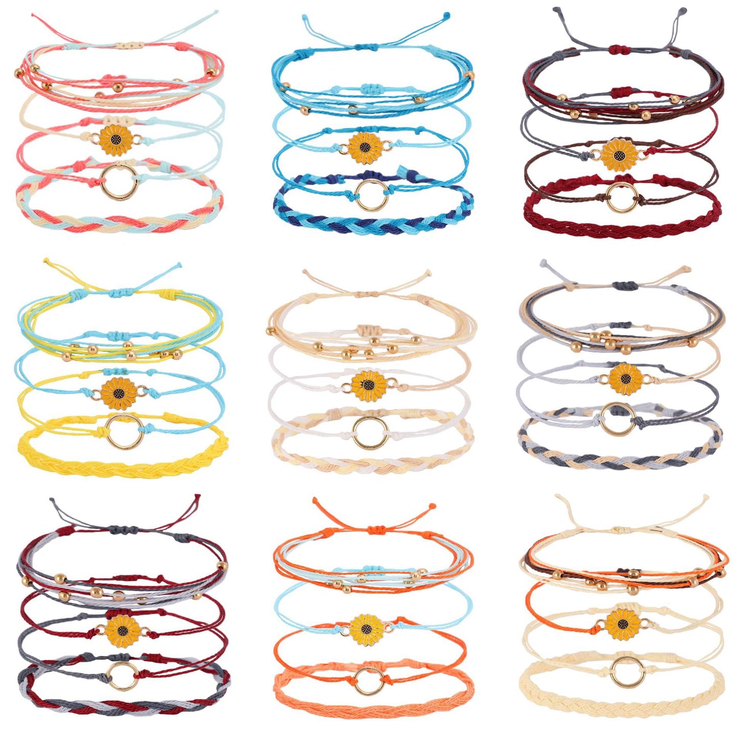 Bohemian Floral Sunflower Handmade Woven Bracelet for Women
