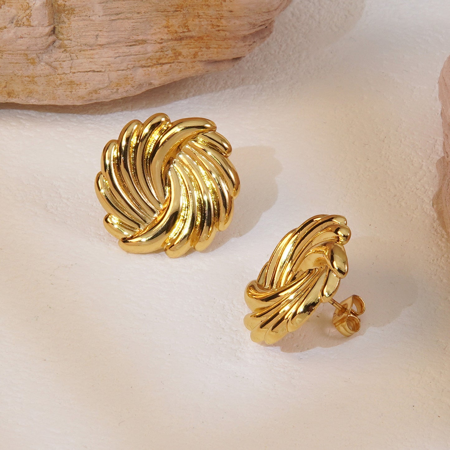 Elegant Vintage Geometric Round Titanium Steel Plated Earrings for Women