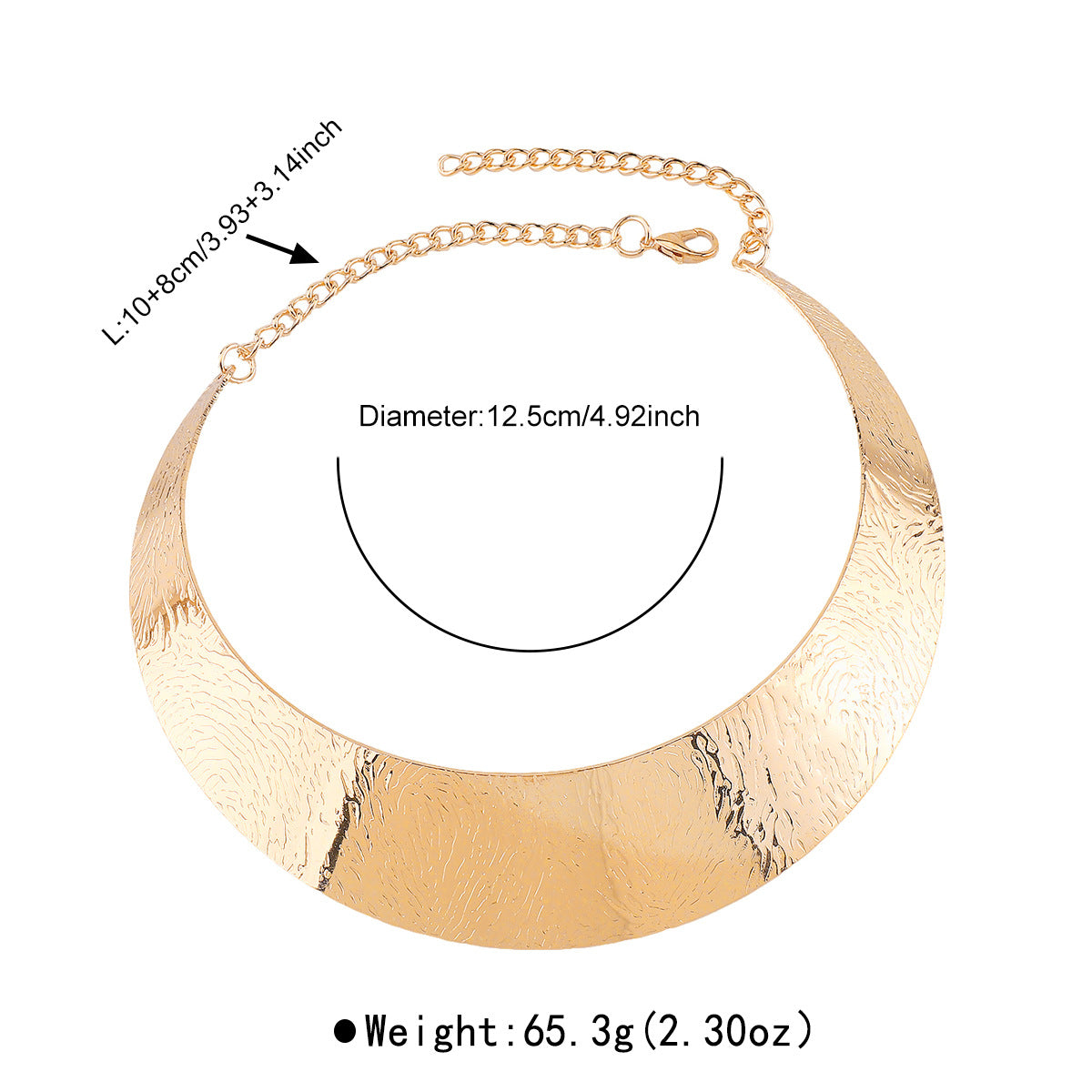 Collana girocollo da donna testurizzata a forma di anello geometrico stile punk con finitura in ferro galvanizzato