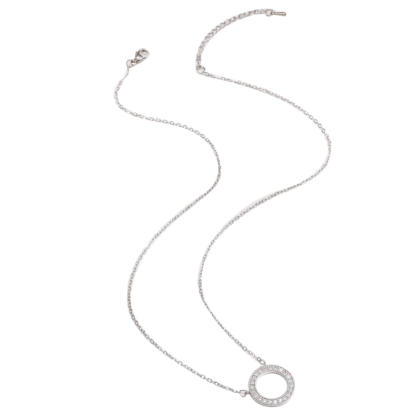 Collana geometrica in rame stile rustico minimalista con intarsio di zirconi per donna, catena lunga regolabile per clavicola