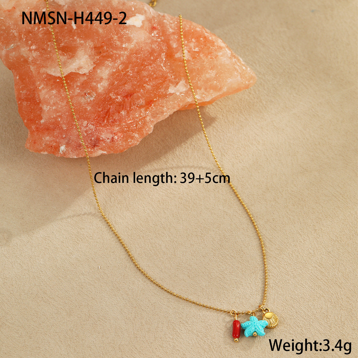 Collana con pendente a conchiglia da donna, ispirata all'oceano, alla moda, in acciaio inossidabile placcato oro 18 carati, design geometrico, lunghezza regolabile