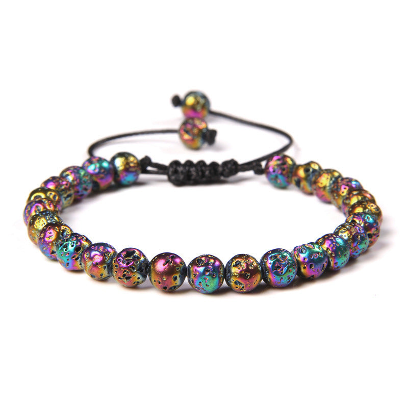 Sweet Sporty Geometric Natural White Crystal Stretch Bracelet 6mm Unisex Handmade Energy Bangle