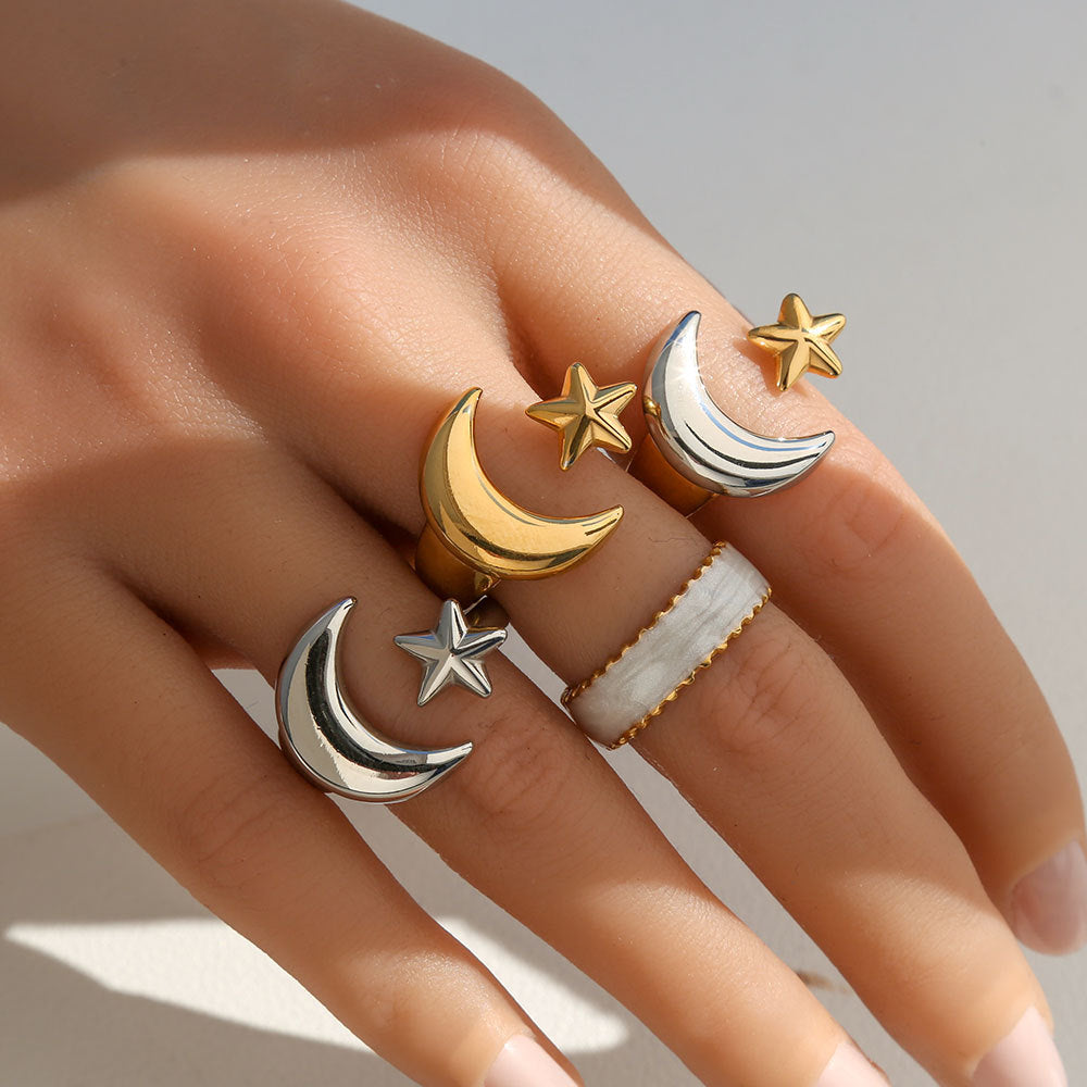 Anello Aperto Intrecciato Geometrico Vintage da Donna in Acciaio Inox Placcato Oro