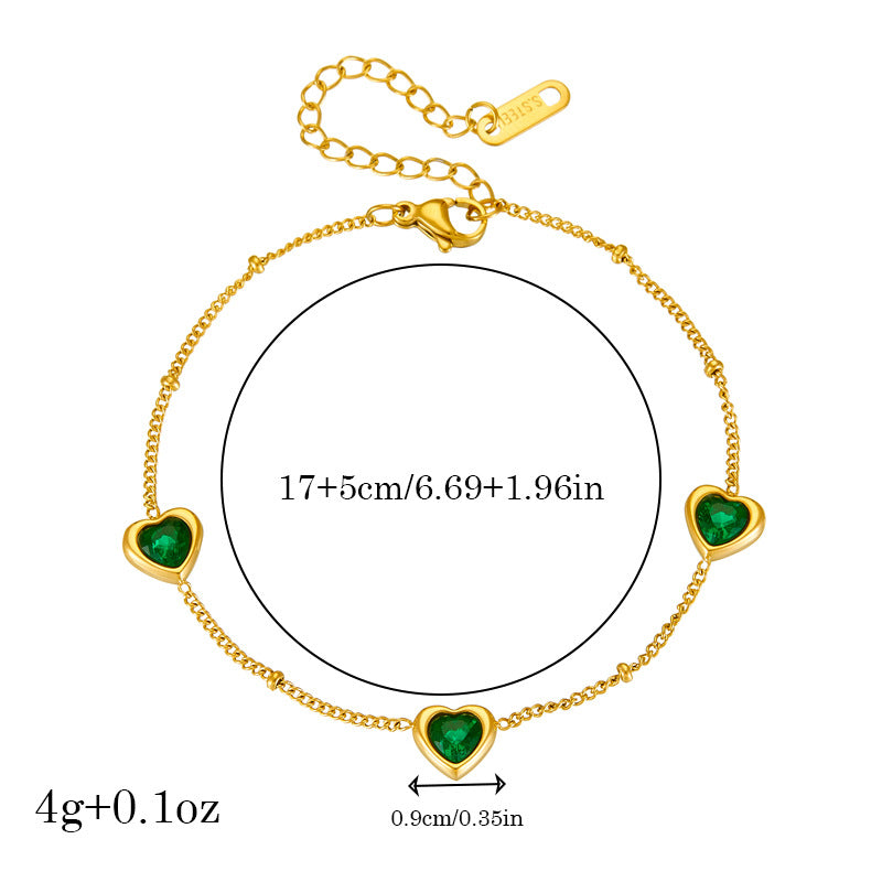 Conjunto de collar y pulsera con colgante de corazón chapado en acero inoxidable para mujer