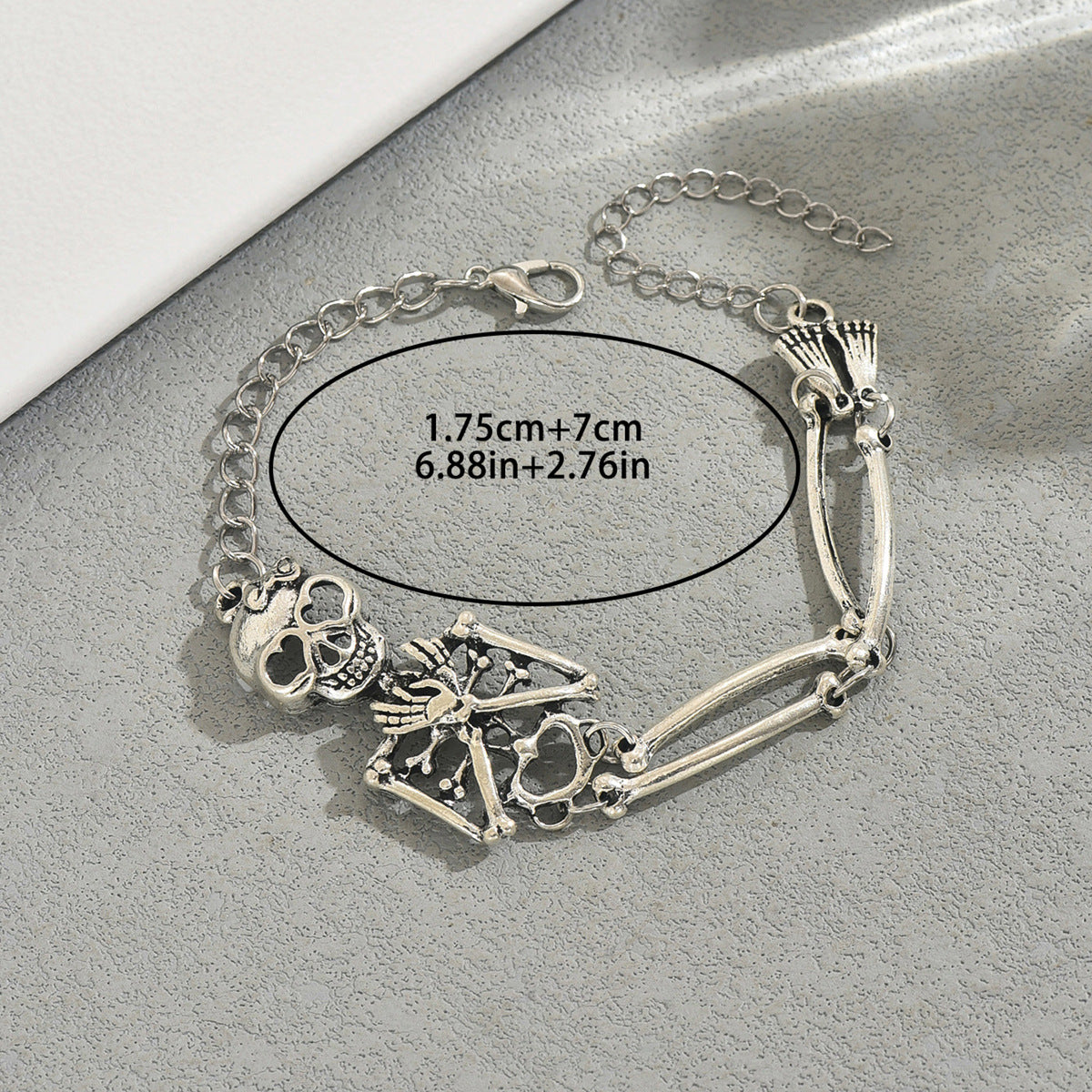 Pulsera de aleación de zinc chapada con diseño de calavera geométrica a la moda para mujer, accesorio de Halloween