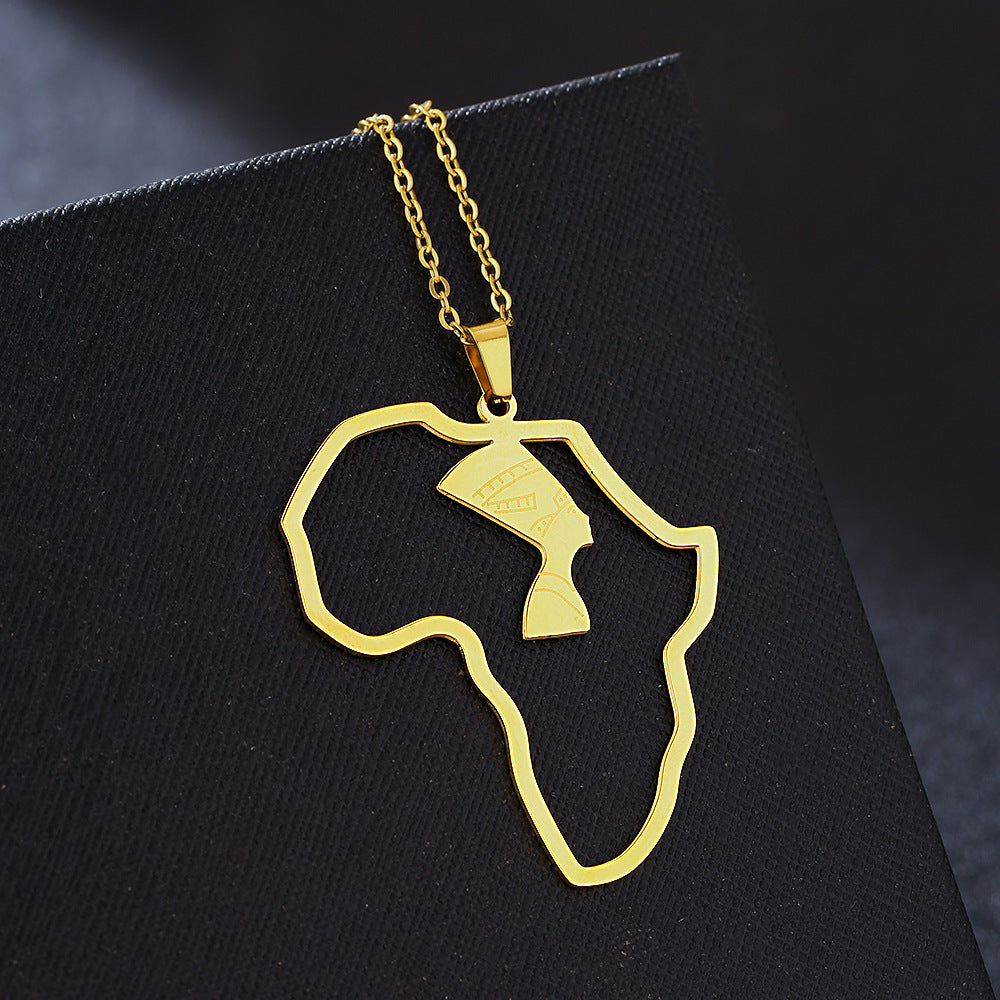Collana con Pendente Geometrico Regina Nefertiti in Acciaio Inossidabile con Finitura Lucida e Placcata per Uso Quotidiano Unisex