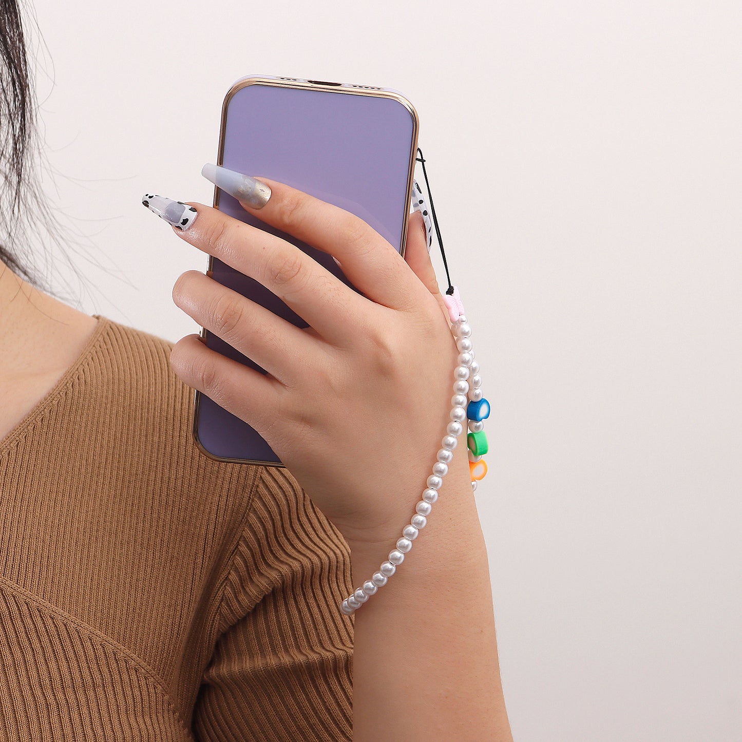 Ciondolo a cuore in lega placcata con lettera, per cellulare, da donna