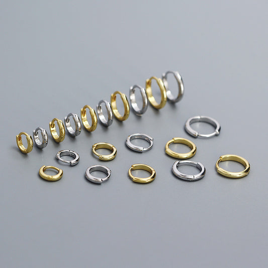 Orecchini a Cerchio Rotondi Geometrici Lucidi Minimalisti in Argento Sterling 925 Unisex