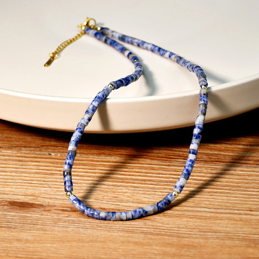 Elegant Geometric Natural Gemstone Beaded Necklace for Women