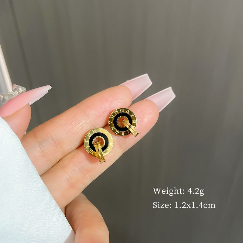 Minimalist Sweet Geometric Titanium Steel Plated Stud Earrings