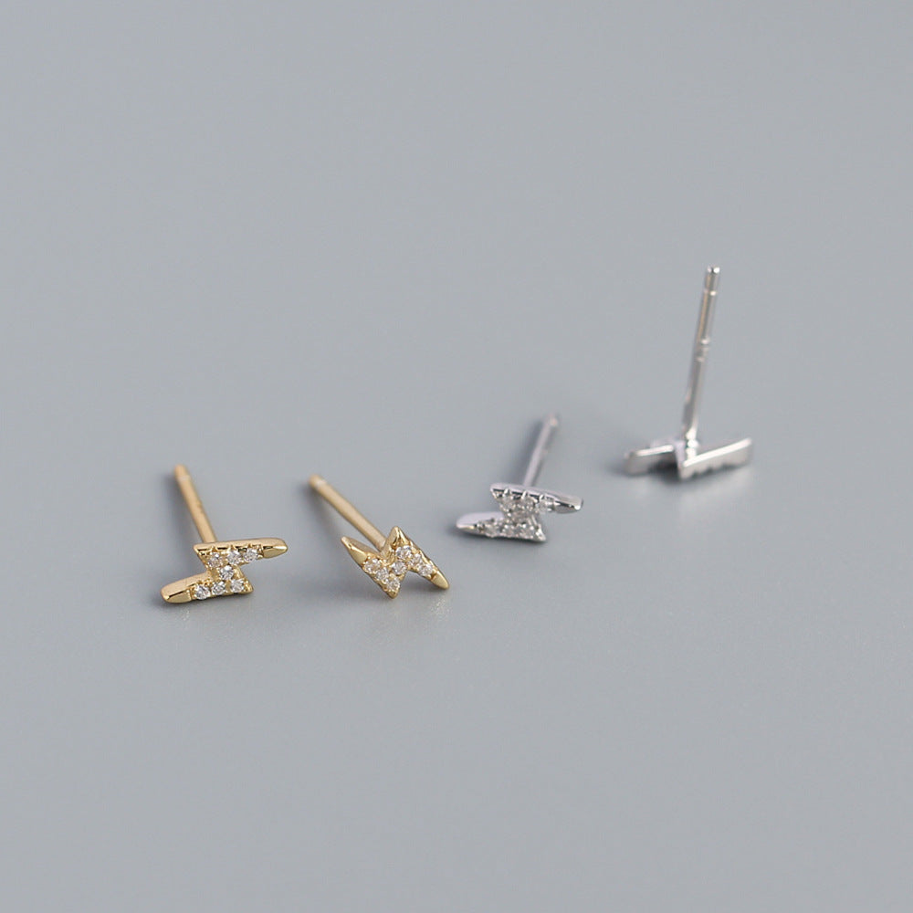 925 Sterling Silver Inlaid Diamond Stud Earrings