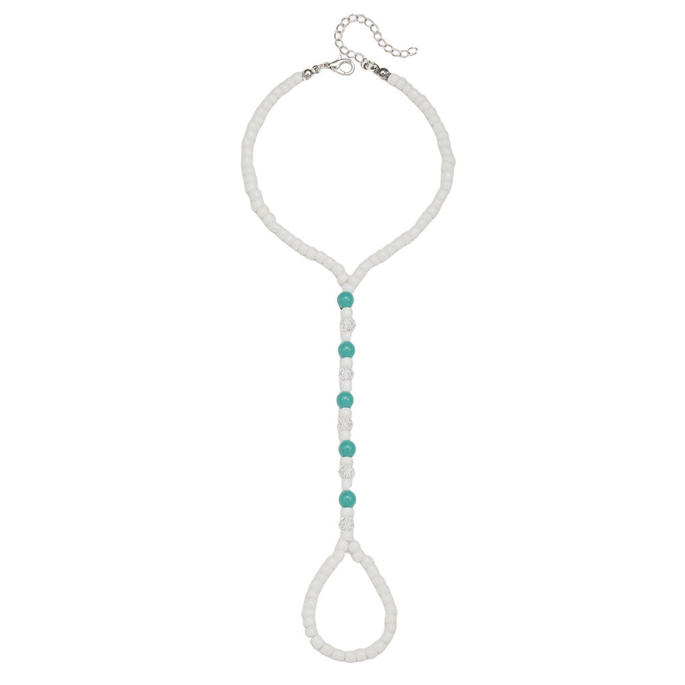 Minimalist Geometric Star Glass Beads Adjustable Anklet for Women