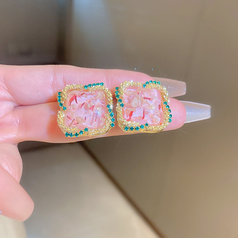 Orecchini a perno vintage in lega a forma di goccia con intarsio in strass e perni in acciaio inossidabile da donna