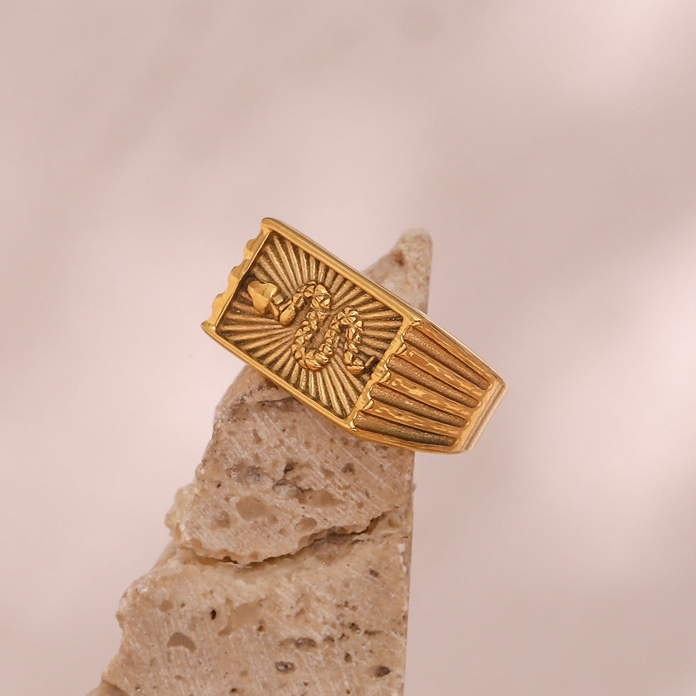 Minimalist Snake-Shaped Stainless Steel Ring with 18K Gold Plating for Women