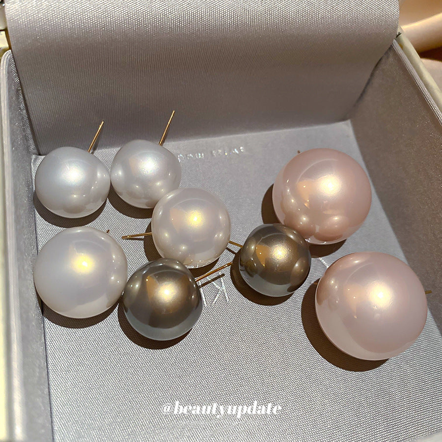 Orecchini a perno con perla geometrica minimalisti placcati argento da donna — Gioielli eleganti di lusso pronti per l'ufficio con perni in acciaio inossidabile