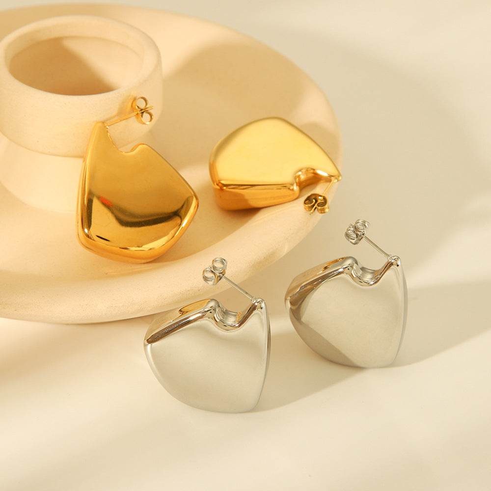 Pendientes colgantes geométricos minimalistas de acero inoxidable con acabado pulido para mujer