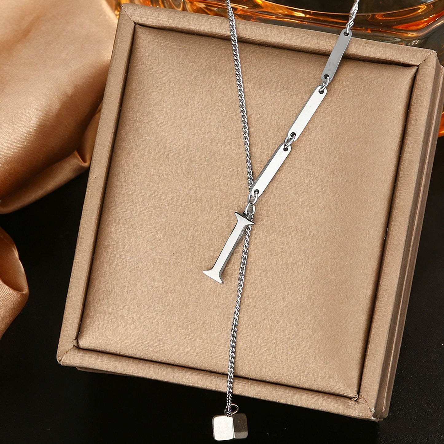 Luxury Polished Letter Titanium Steel Pendant Necklace Stainless Steel Chain for Women