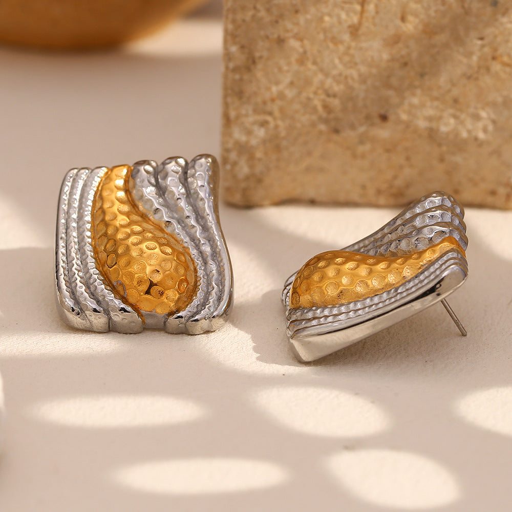 Orecchini geometrici in acciaio inossidabile placcati oro 18 carati da donna