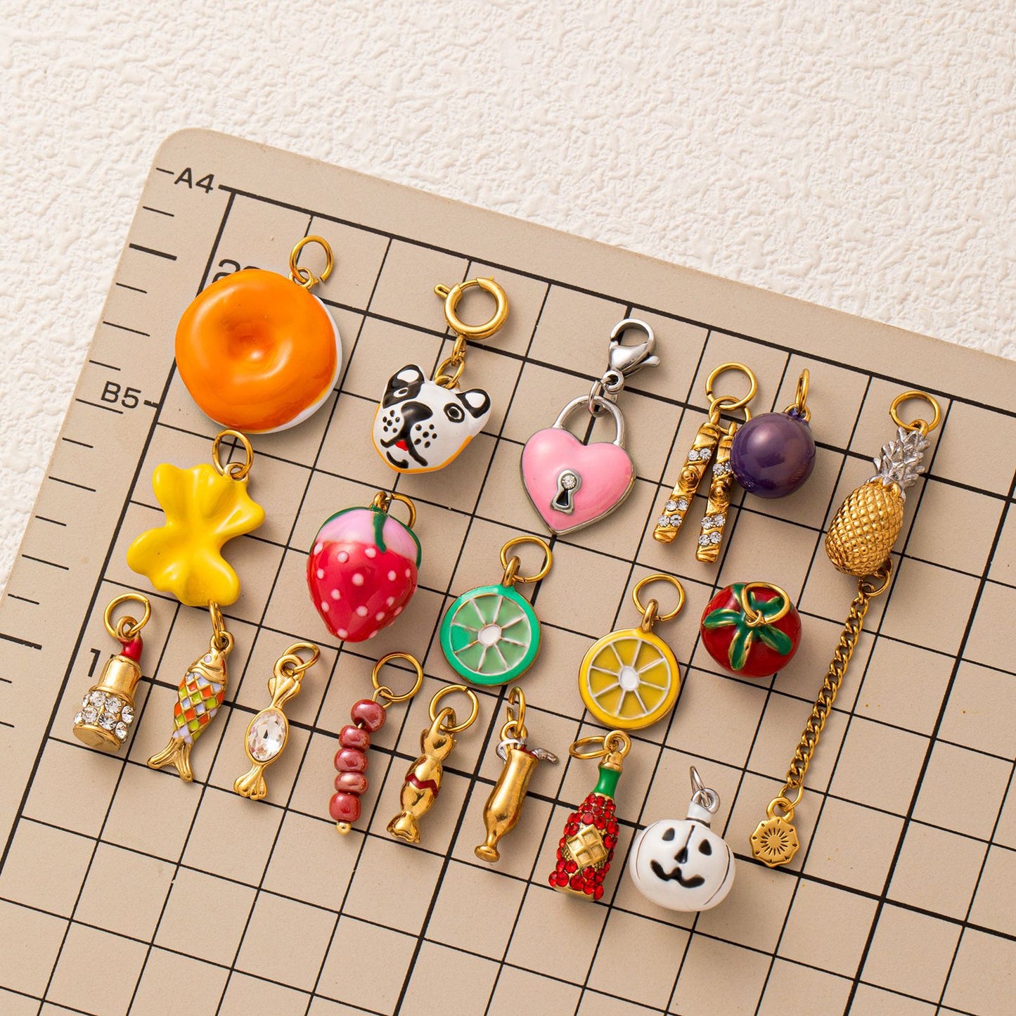 Vintage 18K Gold Plated Stainless Steel Round Pumpkin Charm Bar for DIY Jewelry Making