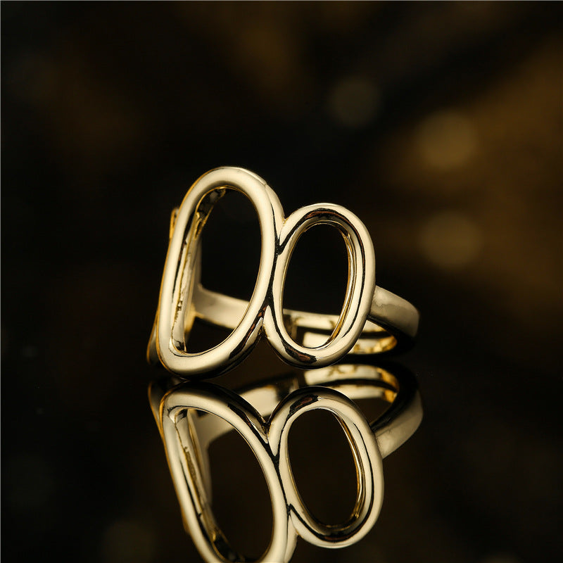 Minimalist Geometric Open Ring Brass Plated Women