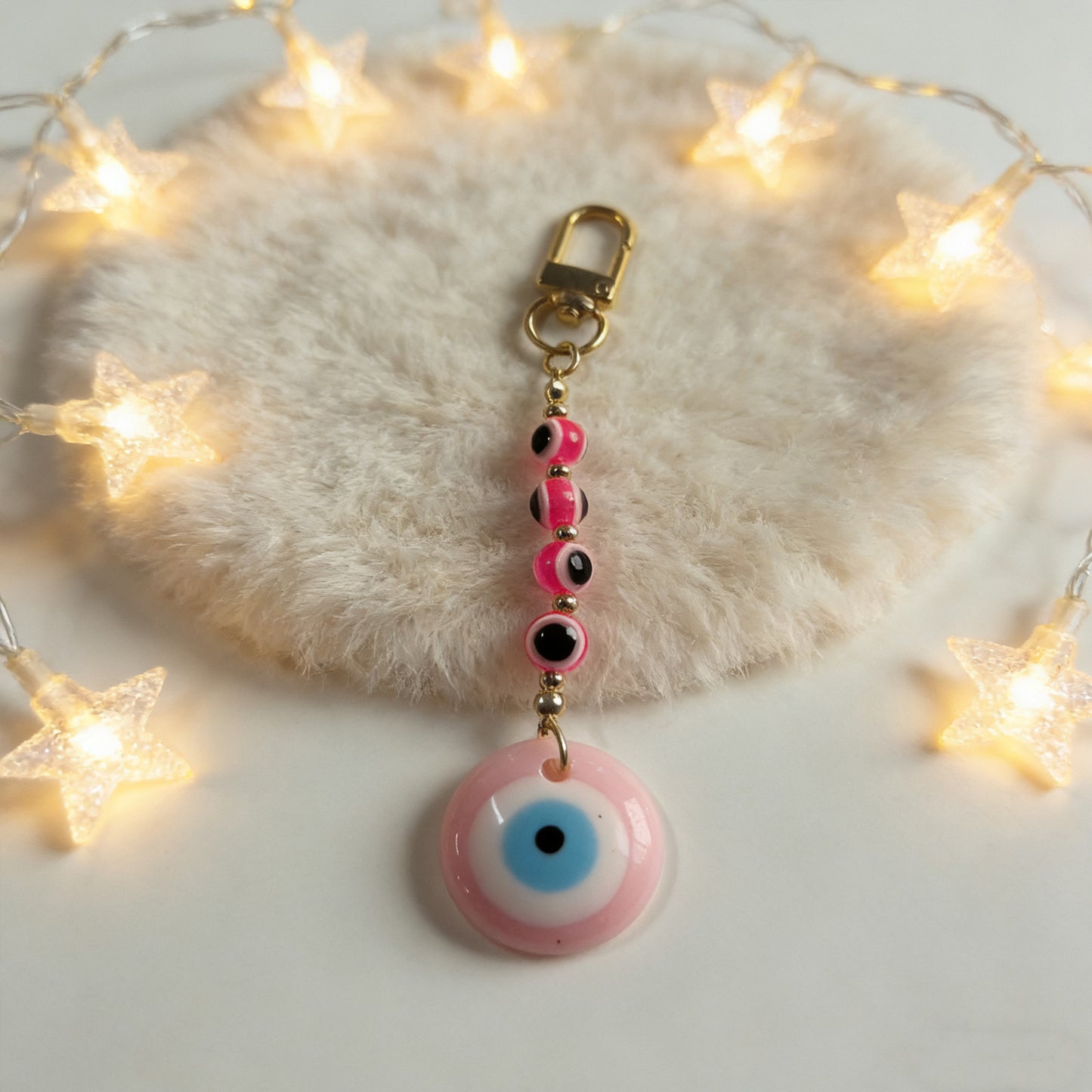 Ethnic Vintage Geometric Round Resin Evil Eye Pendant Keychain Charm