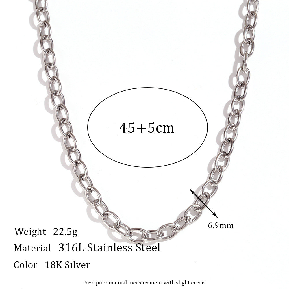 Collar Cruzado Minimalista de Acero de Titanio Geométrico para Mujer con Cadena de Acero Inoxidable Chapada en Oro de 18K