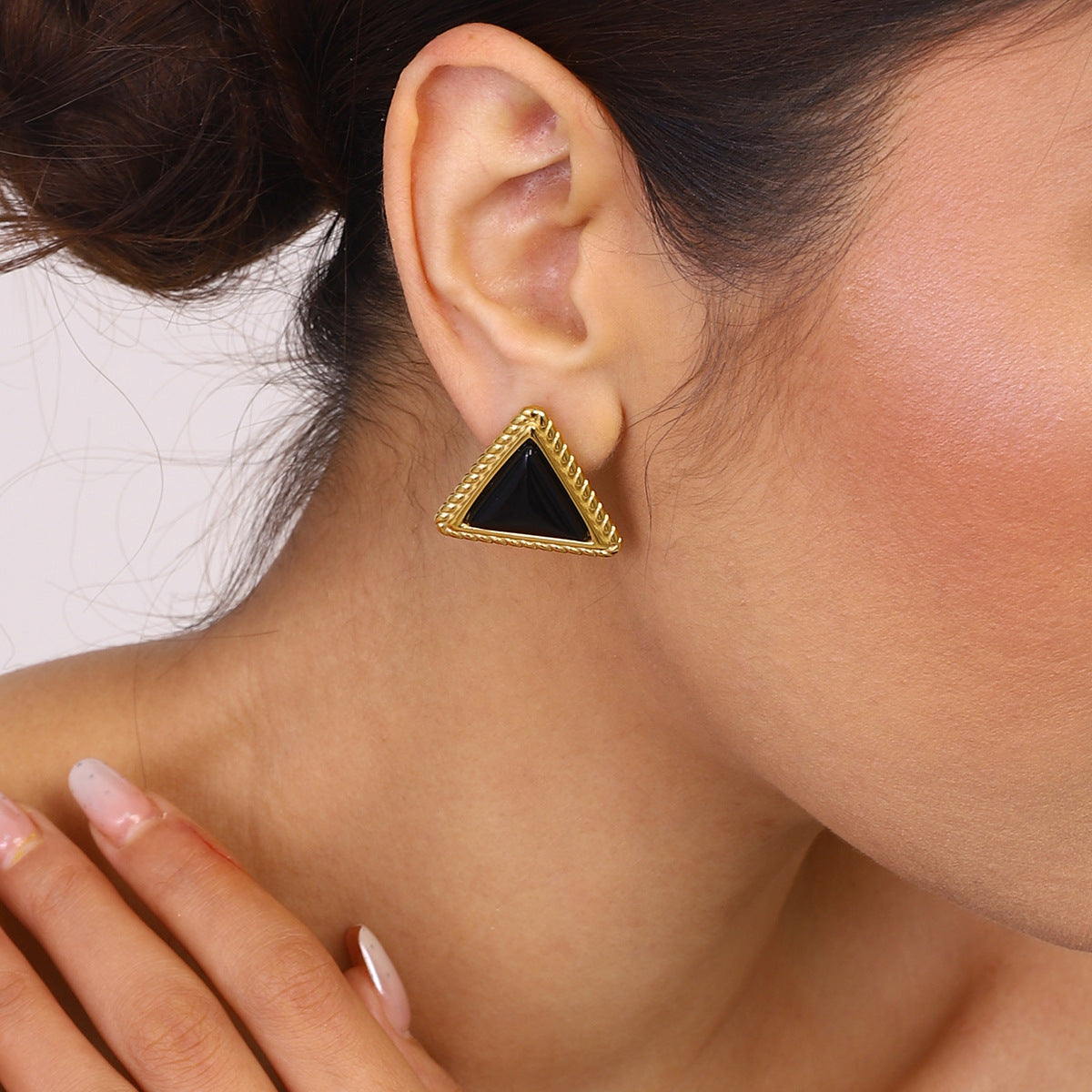 Orecchini a perno geometrici minimalisti in acciaio inossidabile placcato da donna