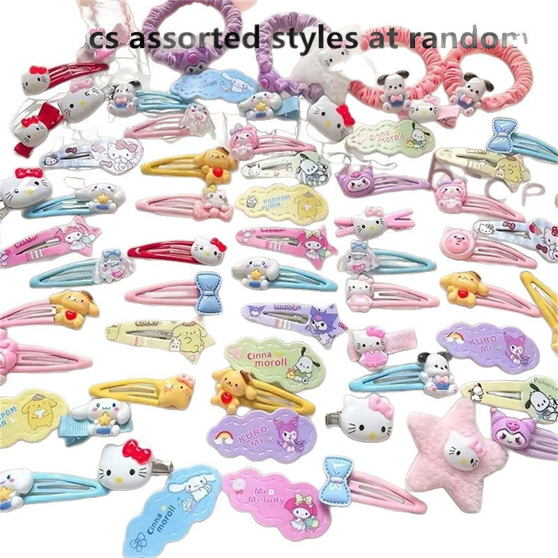 Cute Bowknot Hair Clip Set for Girls with Ruffled and Mesh Details Polyester Hair Accessories for Bangs and Side Hair Styling