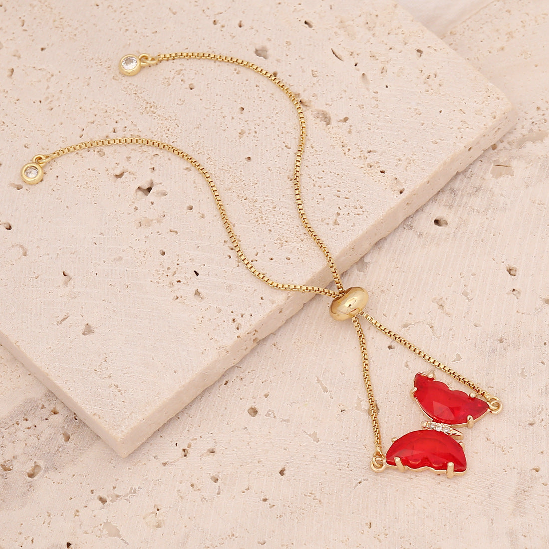 Sweet 18K Gold Plated Butterfly Brass Bracelet