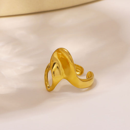 Anello in Acciaio Inox a Torsione Geometrica con Superficie Testurizzata per Gioielli di Moda Unisex Ipoallergenici