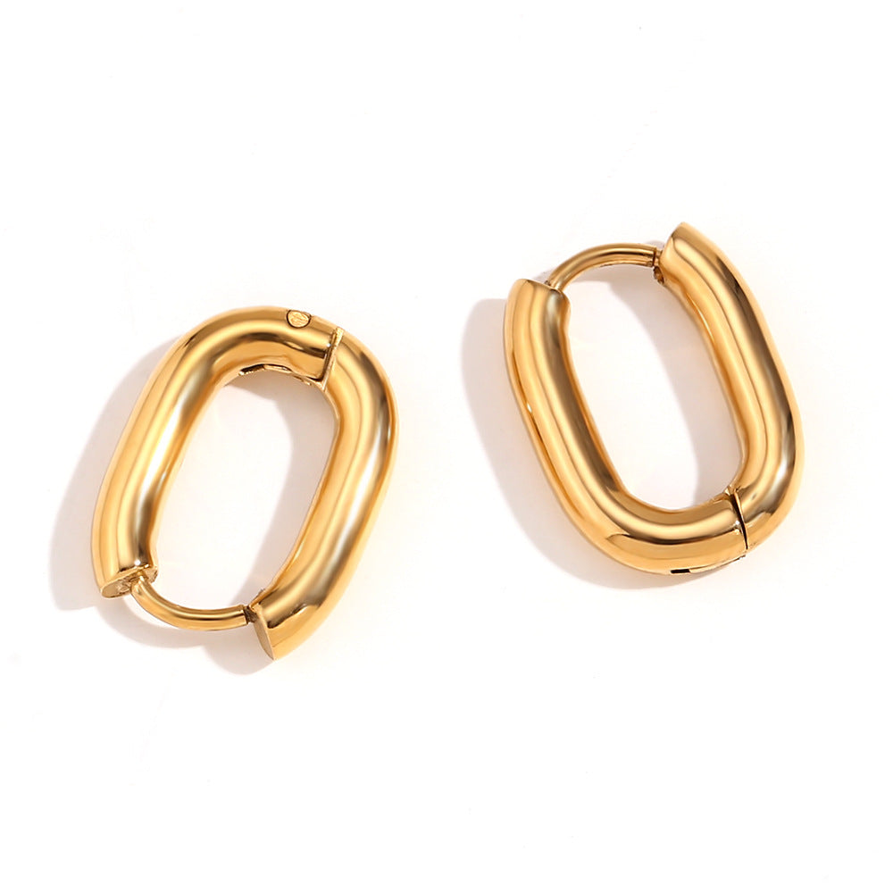 Orecchini a cerchio piccolo a forma di O da donna in acciaio al titanio geometrici minimalisti con placcatura in oro 18K