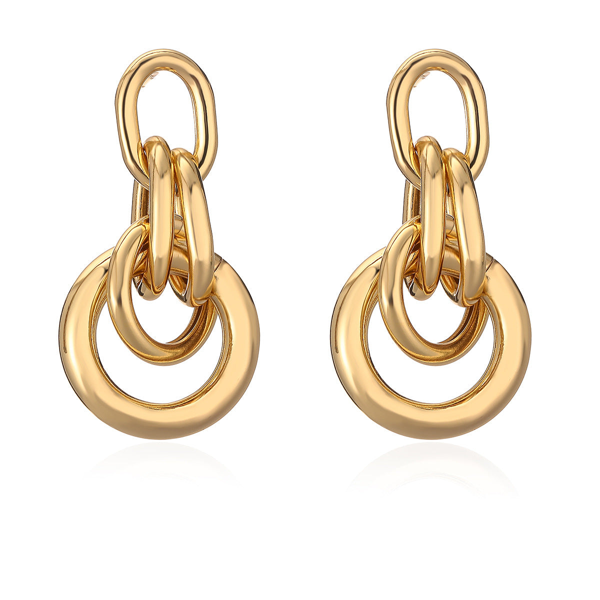 Minimalist Geometric Copper Earrings with Real Gold Plating for Women, Irregular Shape Fashion Ear Jewelry