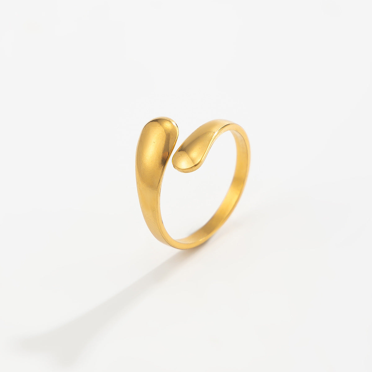 18K PVD Gold Plated Stainless Steel Floral Geometric Open Ring for Women