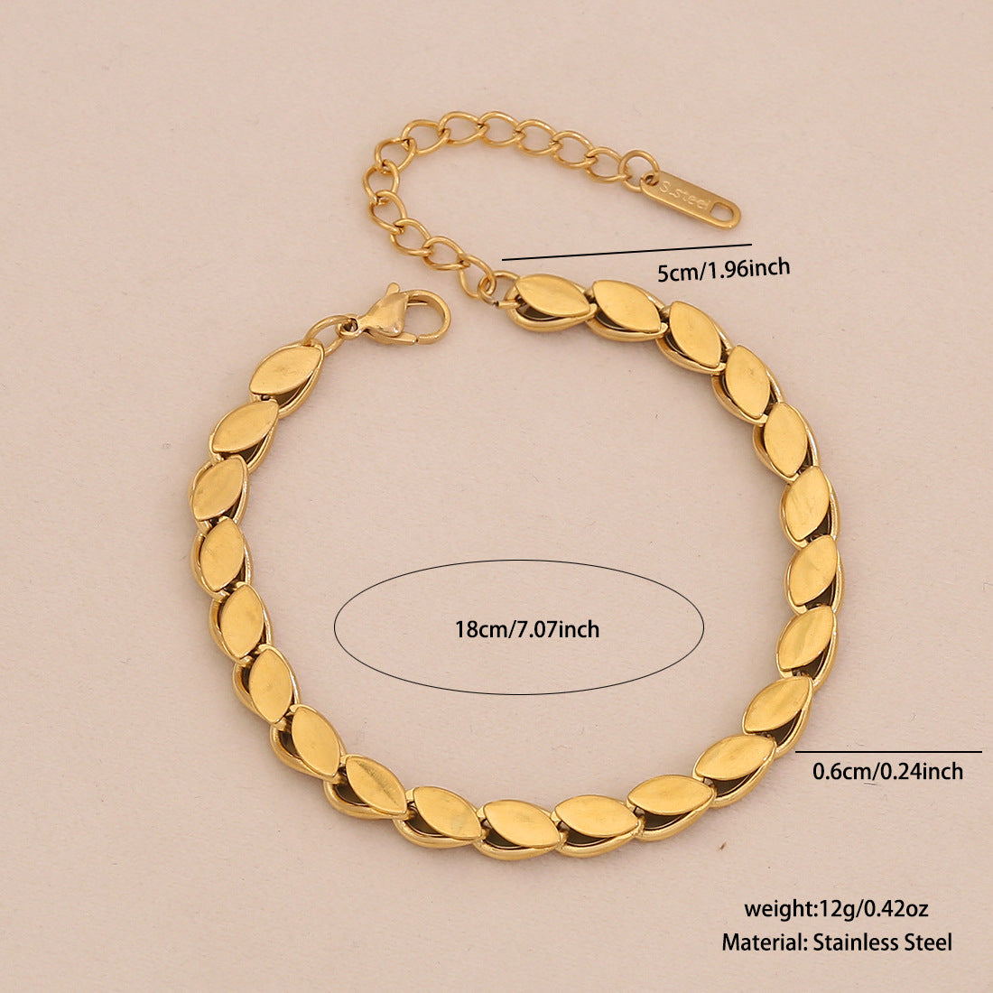 INS Style Stainless Steel Cuban Bracelet for Women with Plated Finish