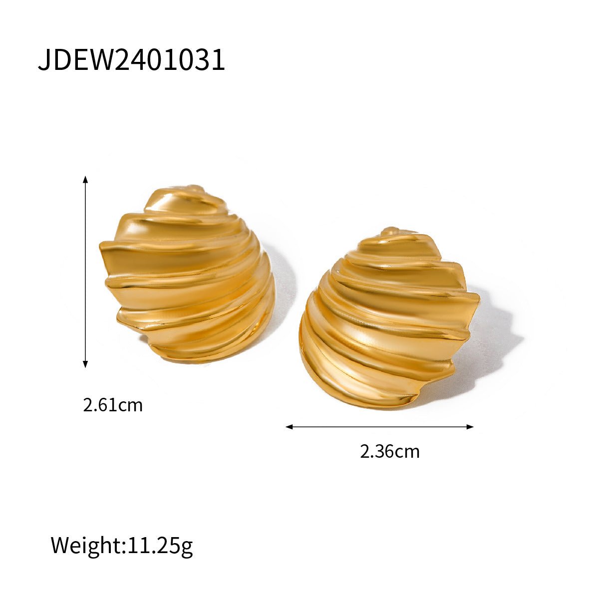 Orecchini a perno geometrici minimalisti in acciaio inossidabile con placcatura in oro 18K, design a barra con texture a onda per donne