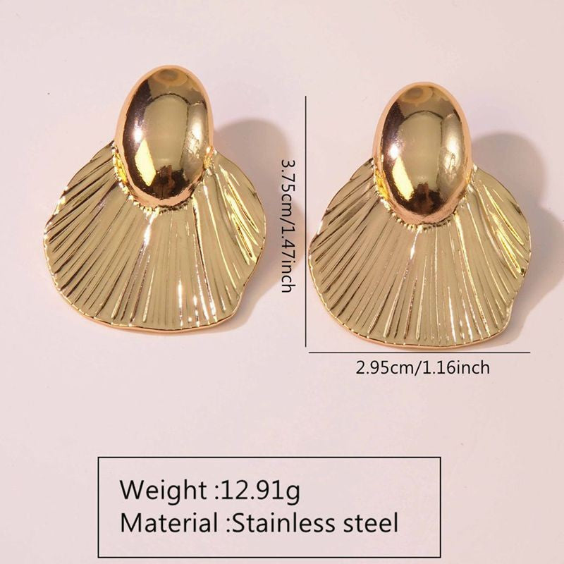 Elegant Gold Plated Stainless Steel Leaf Earrings for Women