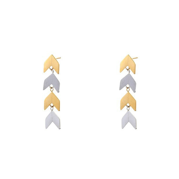 Aretes de acero inoxidable con forma de rombo geométrico de moda y baño de oro de 18 quilates para mujer
