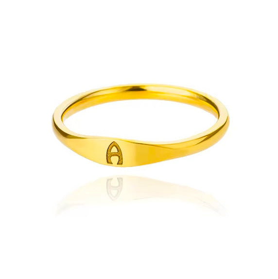 Minimalist Luxury Plated Stainless Steel Letter Ring Unisex