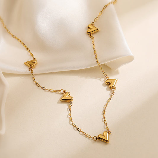 Collar con colgante minimalista irregular de corazón y floral para mujer, cadena de clavícula de acero inoxidable