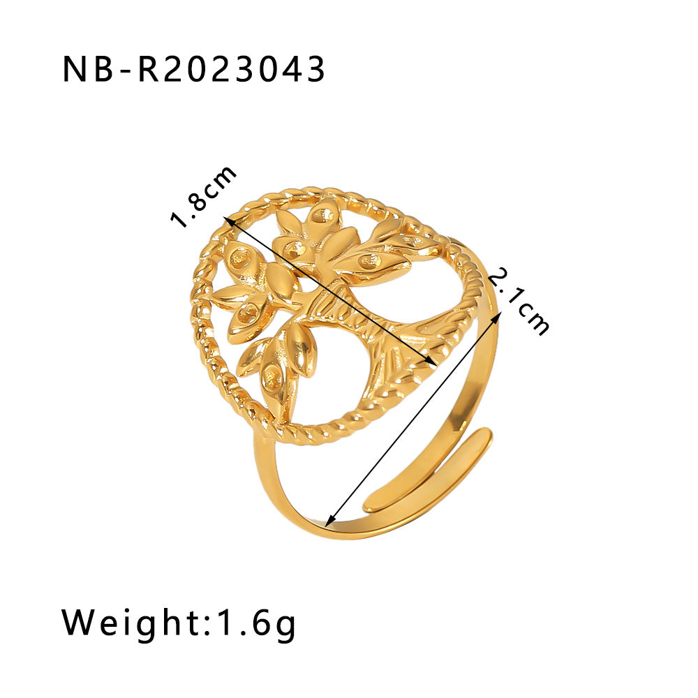Minimalist Heart-Shaped Geometric Stainless Steel Open Ring for Women with 18K Vacuum Plating Finish