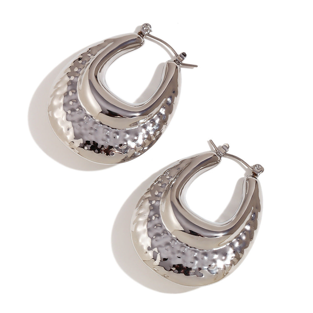 Fashionable Minimalist Geometric Hoop Earrings for Women Stainless Steel with 18K Gold Plating