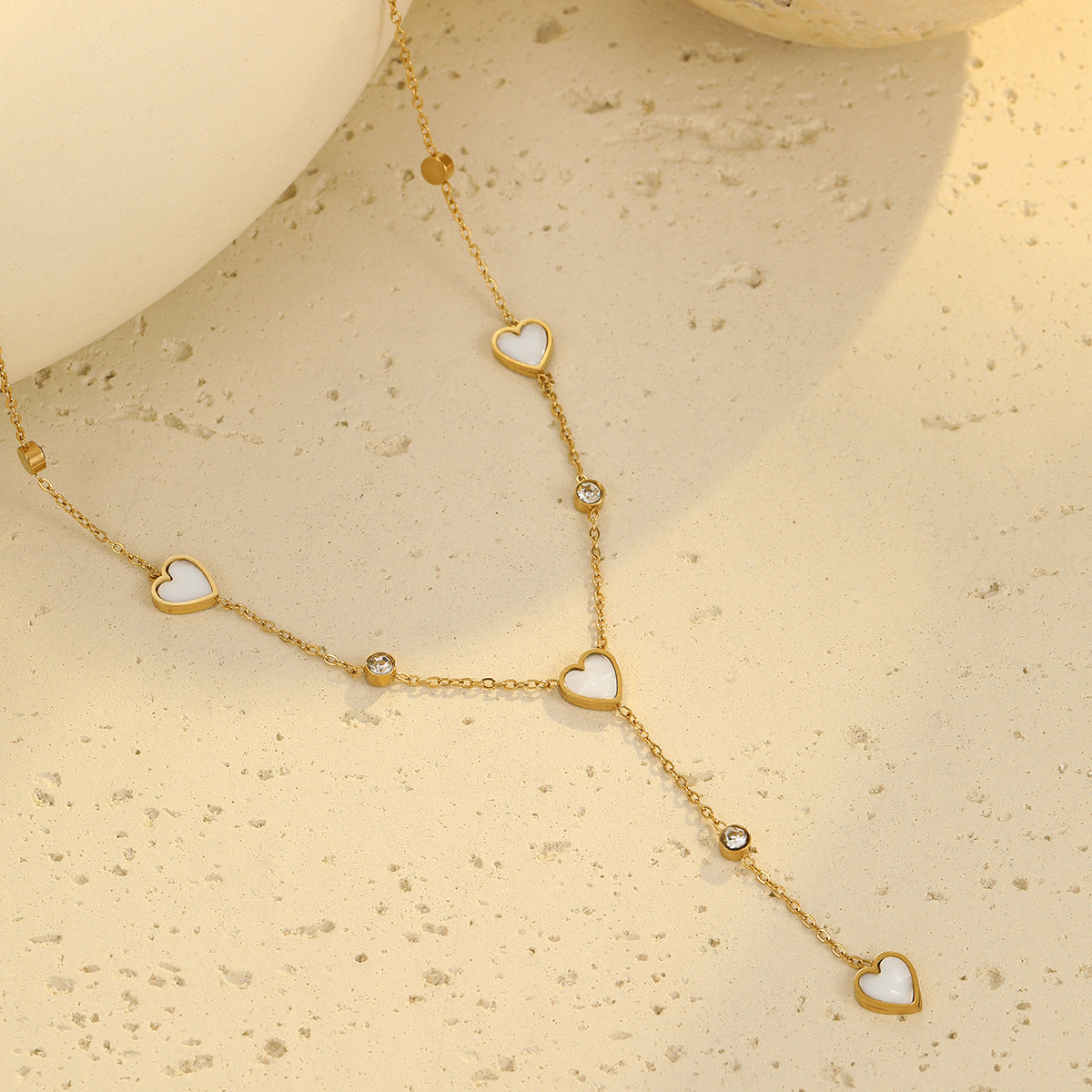 Minimalist Heart-Shaped Stainless Steel Pendant Necklace with Gold Plating for Women