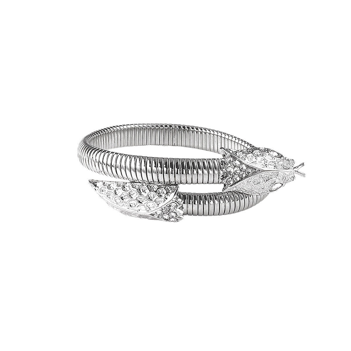 Collar y pulsera geométricos con colgante en forma de serpiente estilo punk de aleación con incrustaciones de diamantes de imitación y baño de oro