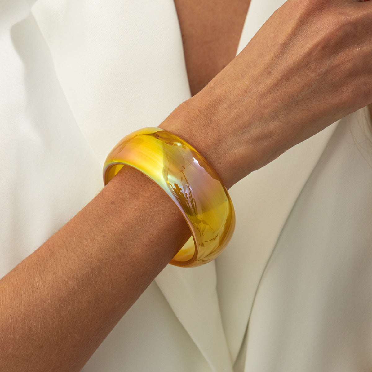 Minimalist Geometric Round Resin Bangle Bracelet