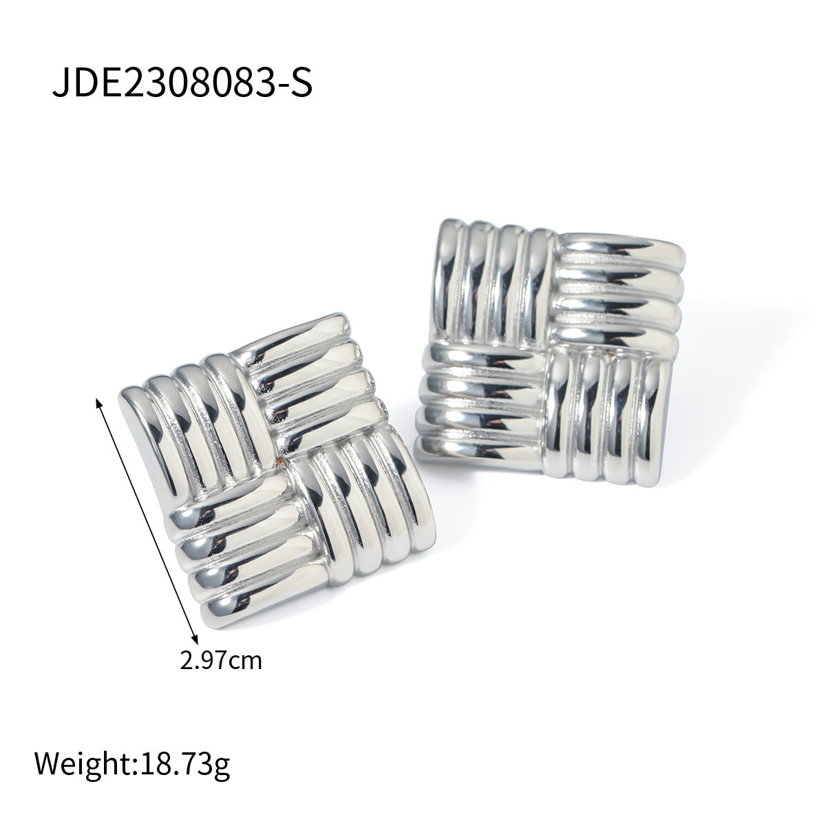 Minimalist Square Geometric Stainless Steel Ear Studs with 18K Gold Plating for Women
